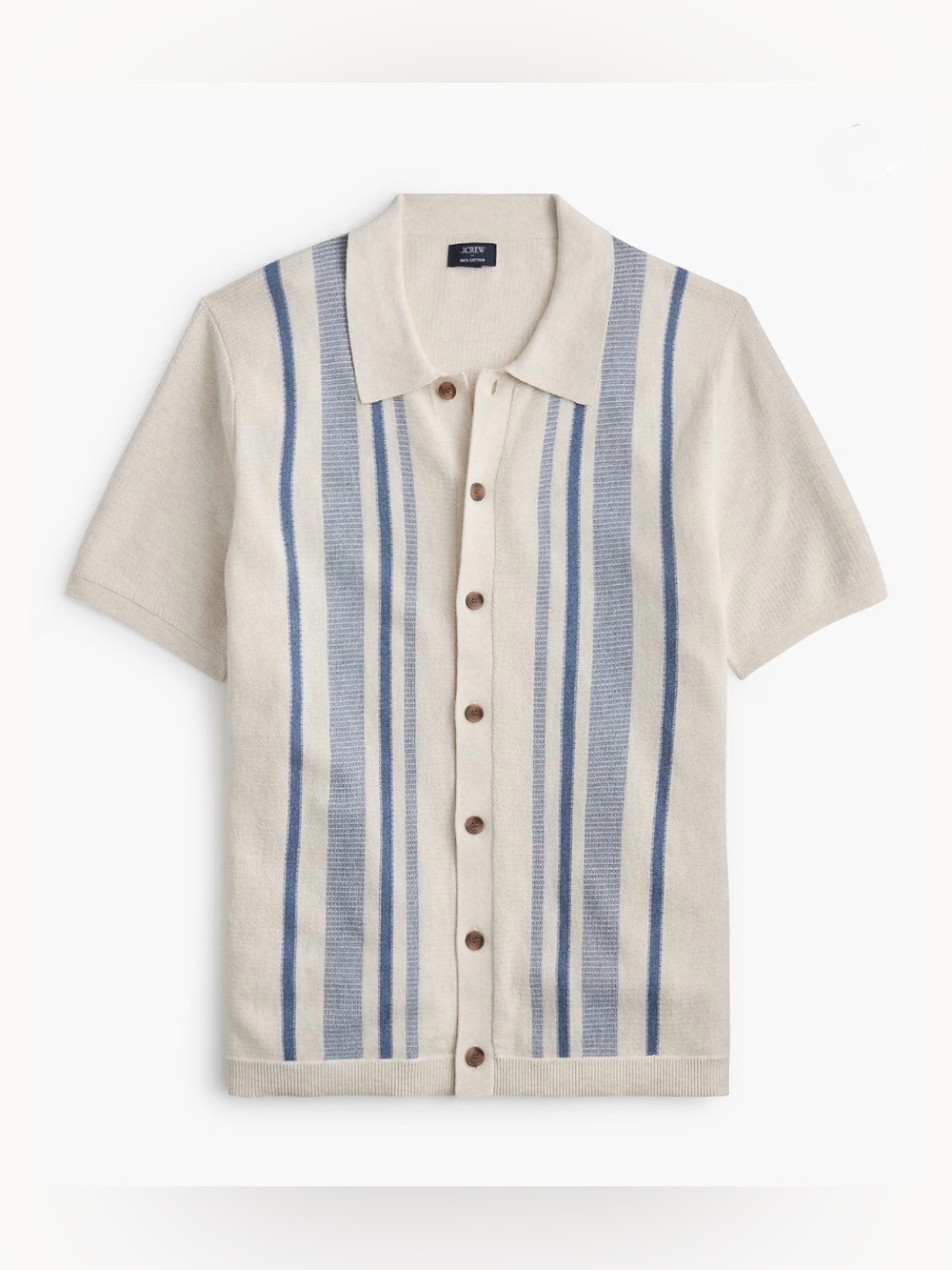J. Crew Factory Men’s Striped button-down sweater-polo Cream.100 % cotton. S.NWT